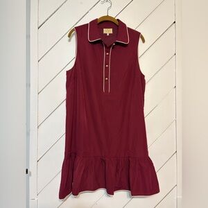 Chic Sleeveless Maroon Dress with Button Accents